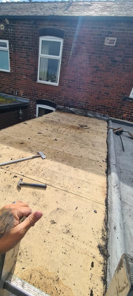 Flat roof work in progress